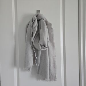 Light Gray Heart Fringed Scarf
